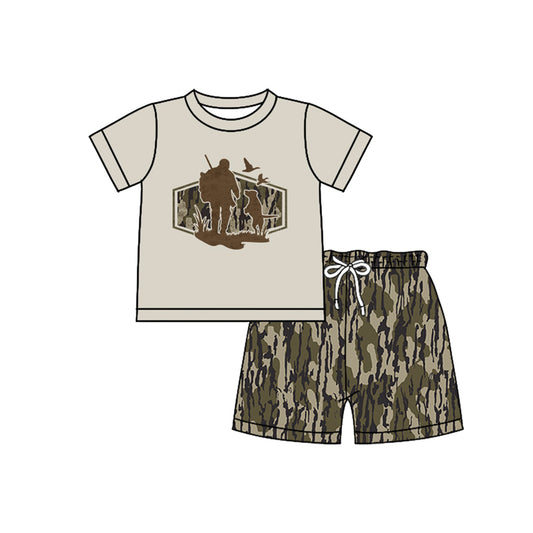 Dog duck top matching camo shorts girls summer outfit preorder