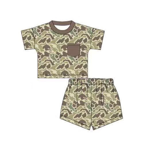 Camo pocket top matching shorts boy outfit preorder