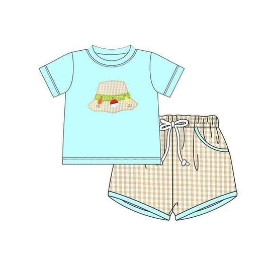 Fishing top matching shorts boy summer outfit preorder