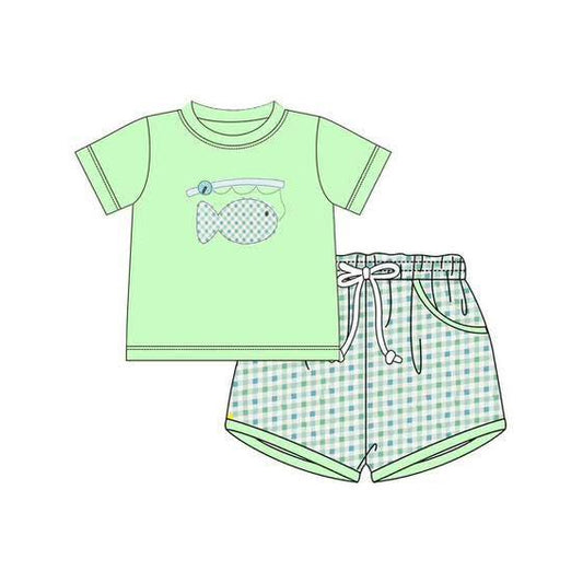 Fishing top matching shorts boy summer outfit preorder
