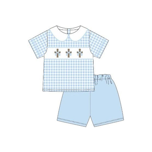 Easter cross top matching shorts boy summer outfit preorder