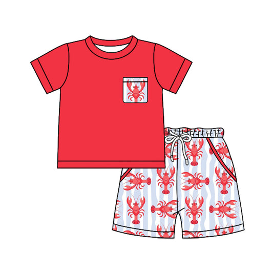 Crawfish top matching shorts boy summer outfit preorder