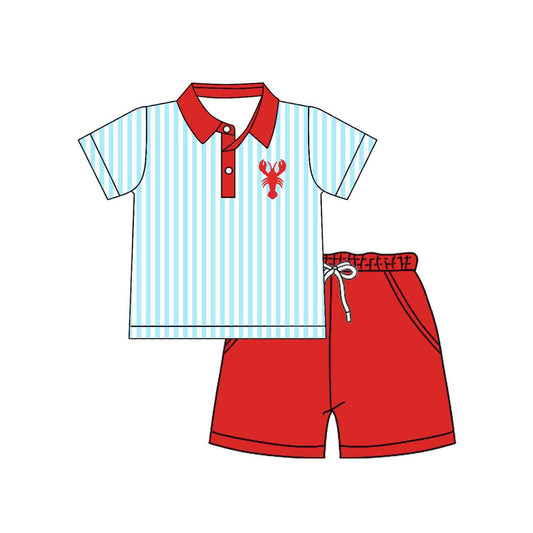 crawfish top matching shorts boy summer outfit preorder
