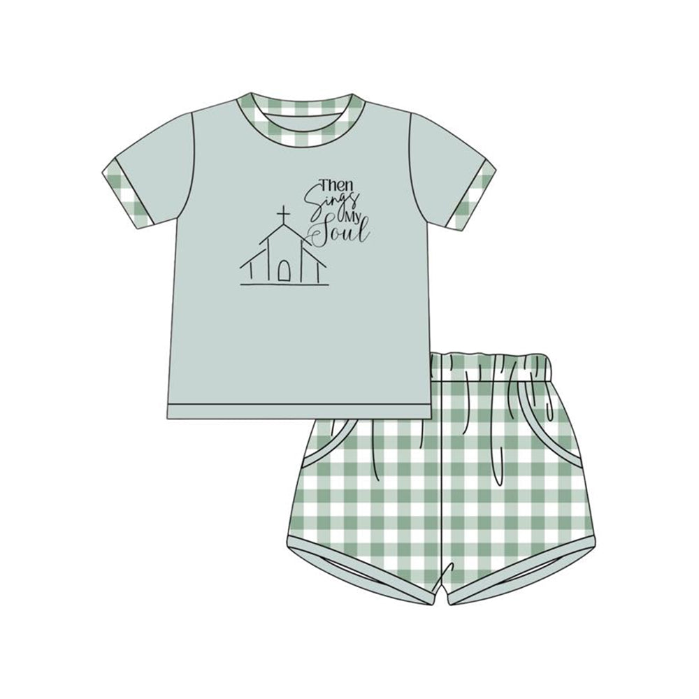 Easter cross top matching shorts boy summer outfit preorder