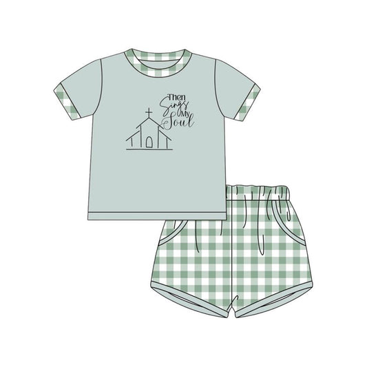 Easter cross top matching shorts boy summer outfit preorder