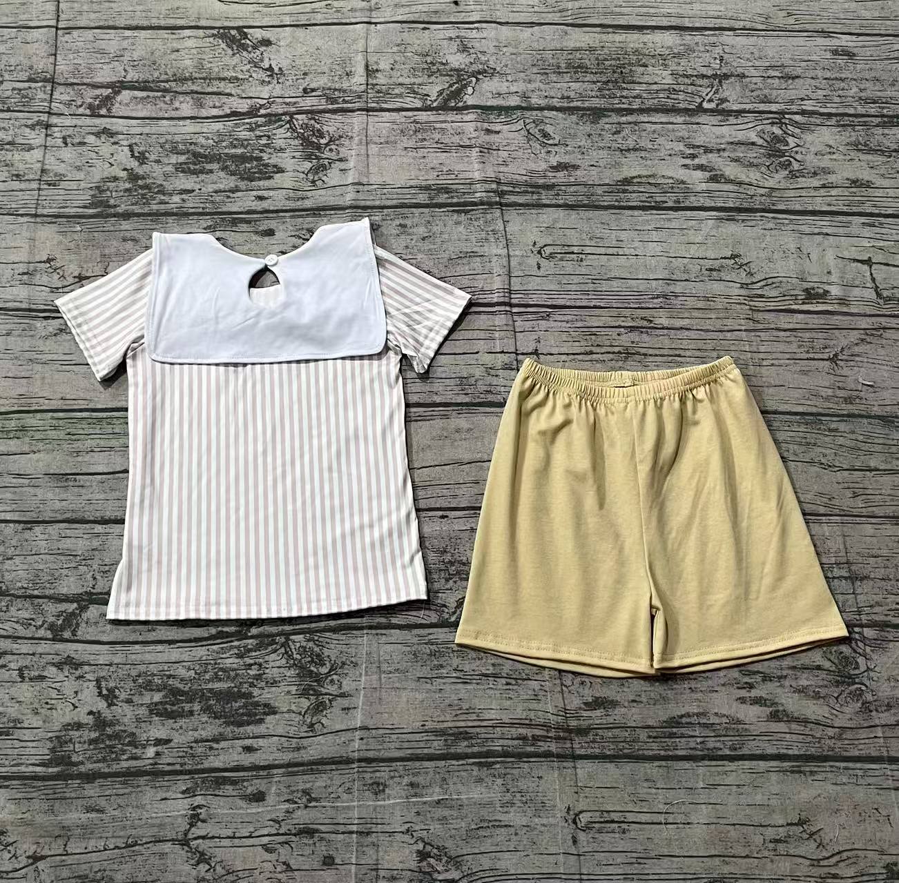 Embroidery Easter corss top matching shorts boys summer outfit preorder