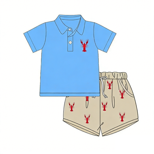 Crawfish top matching shorts boys summer outfit preorder