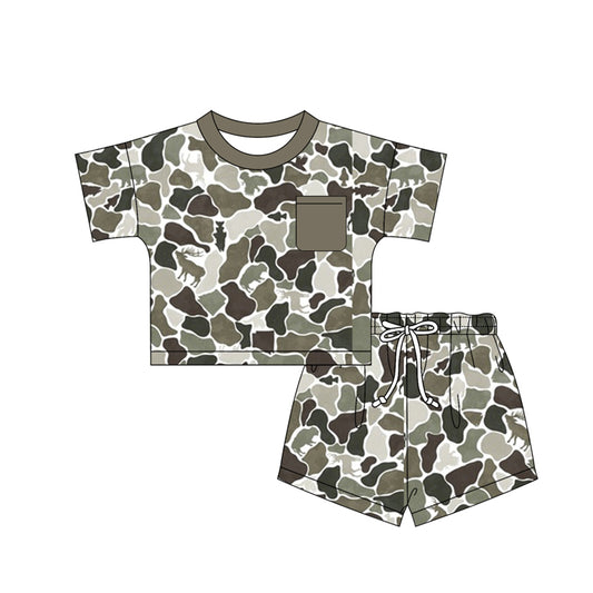 Deer camo top matching shorts boy summer outfit preorder