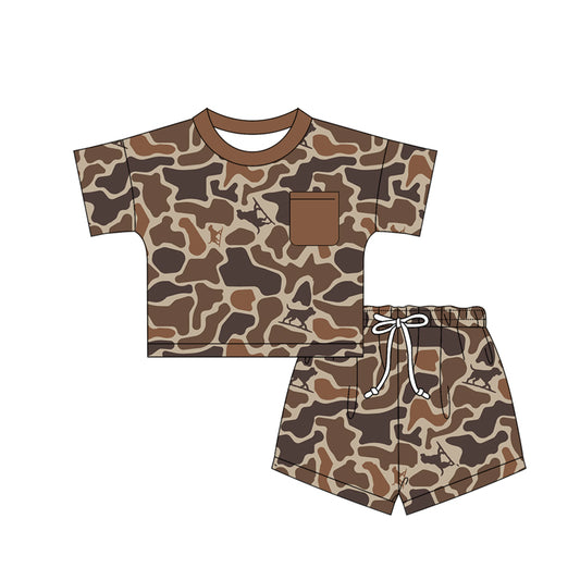 Deer camo top matching shorts boy summer outfit preorder