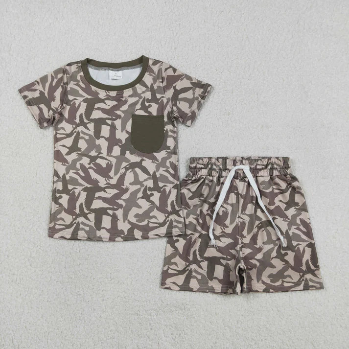 Duck camo top matching shorts boy summer outfit