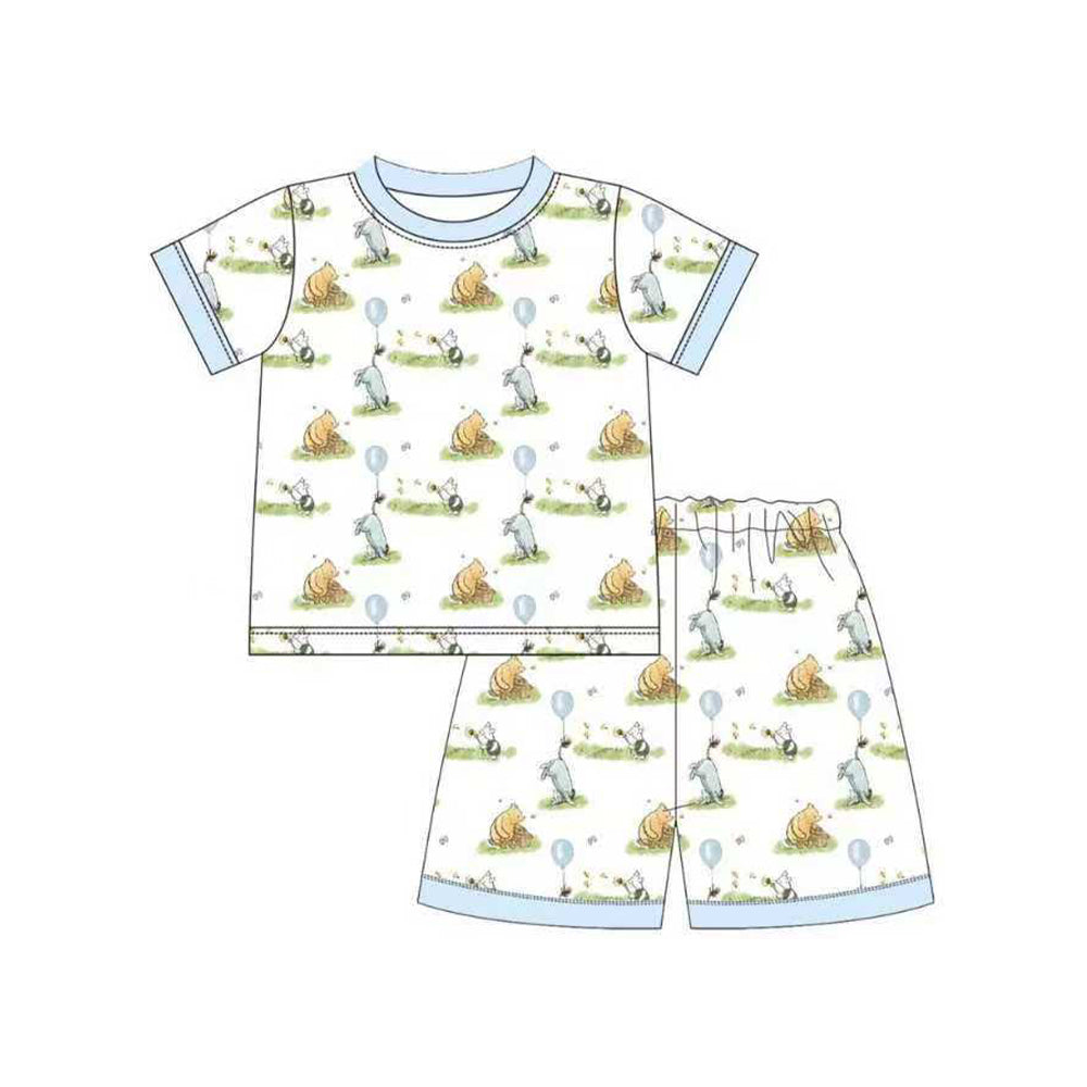 Beer print top matching shorts boy summer outfit preorder