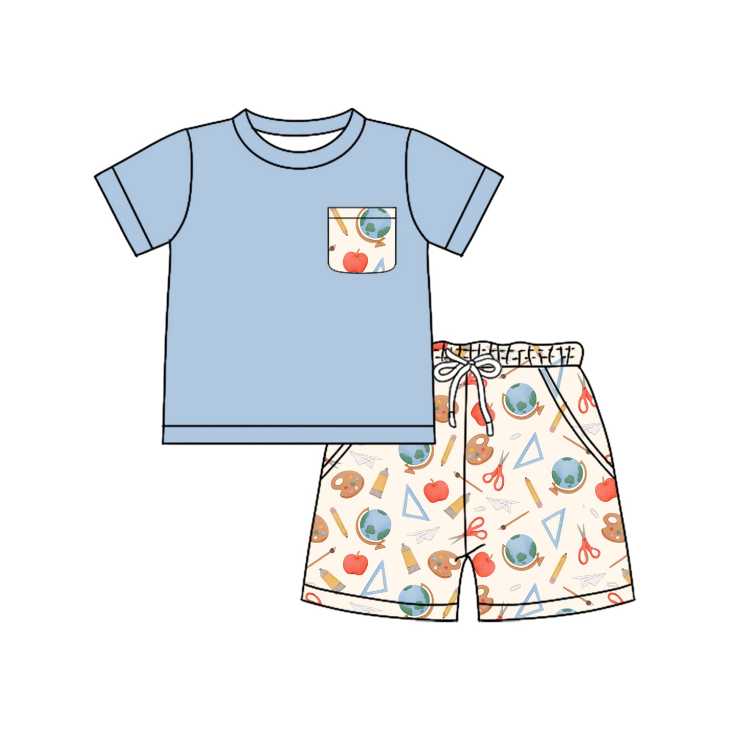 Back to school top matching shorts boy summer outfit preorder