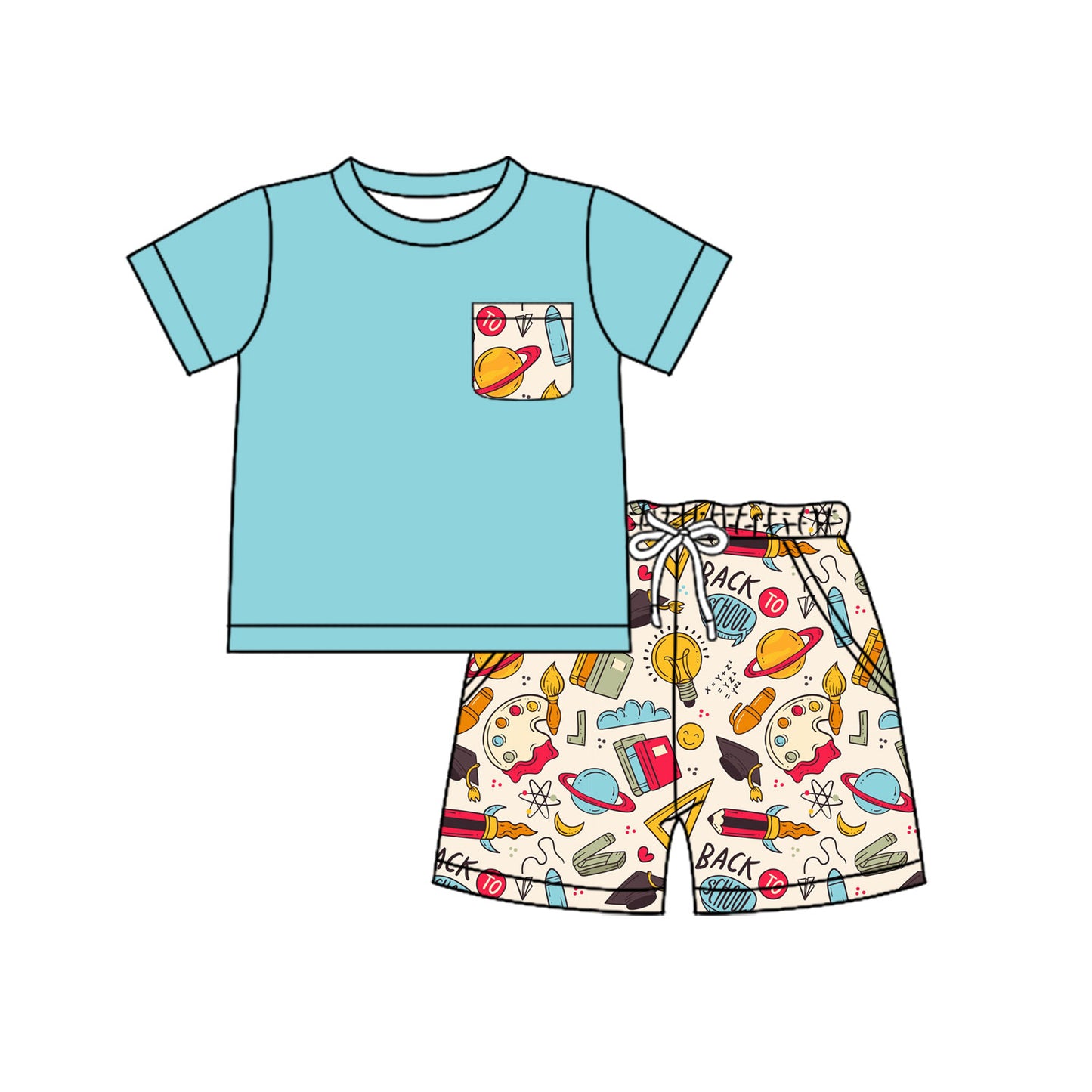 Back to school top matching shorts boy summer outfit preorder