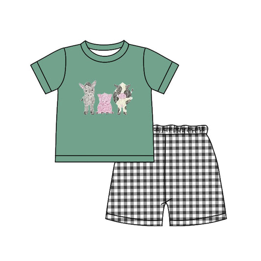Farm animal top matching shorts boy summer outfit preorder