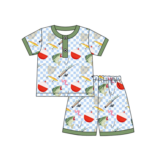 Fishing top matching shorts boy summer outfit preorder