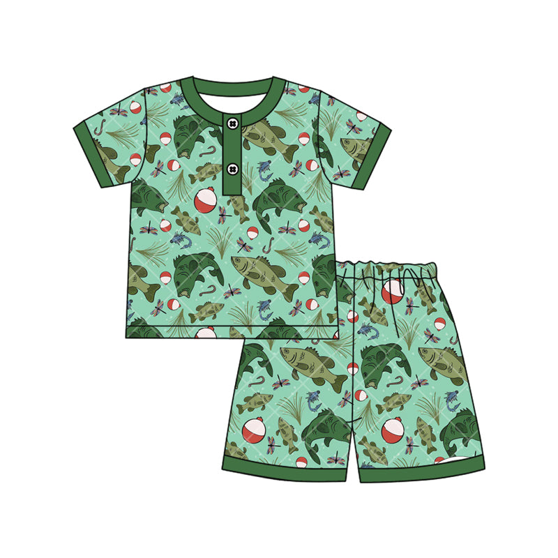 Fishing top matching shorts boy summer outfit preorder