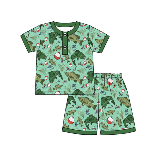 Fishing top matching shorts boy summer outfit preorder