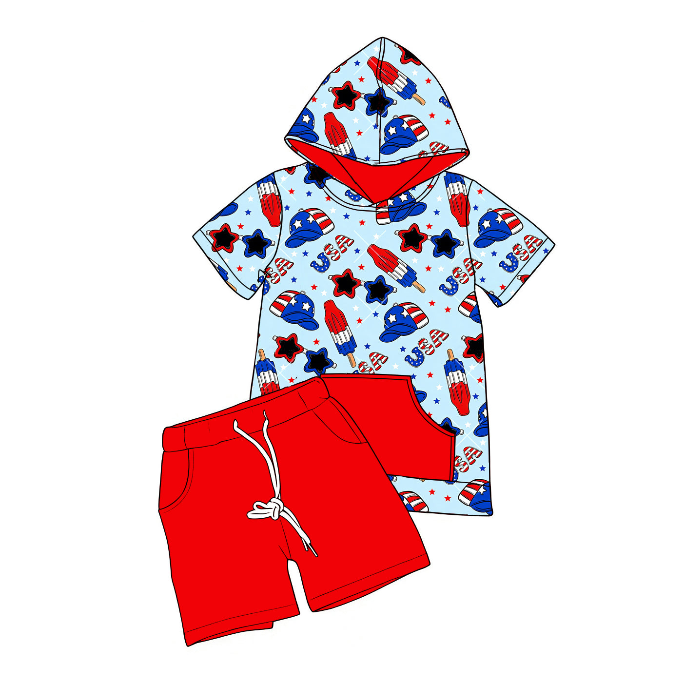 Posicle July 4th top matching shorts boys summer outfit preorder