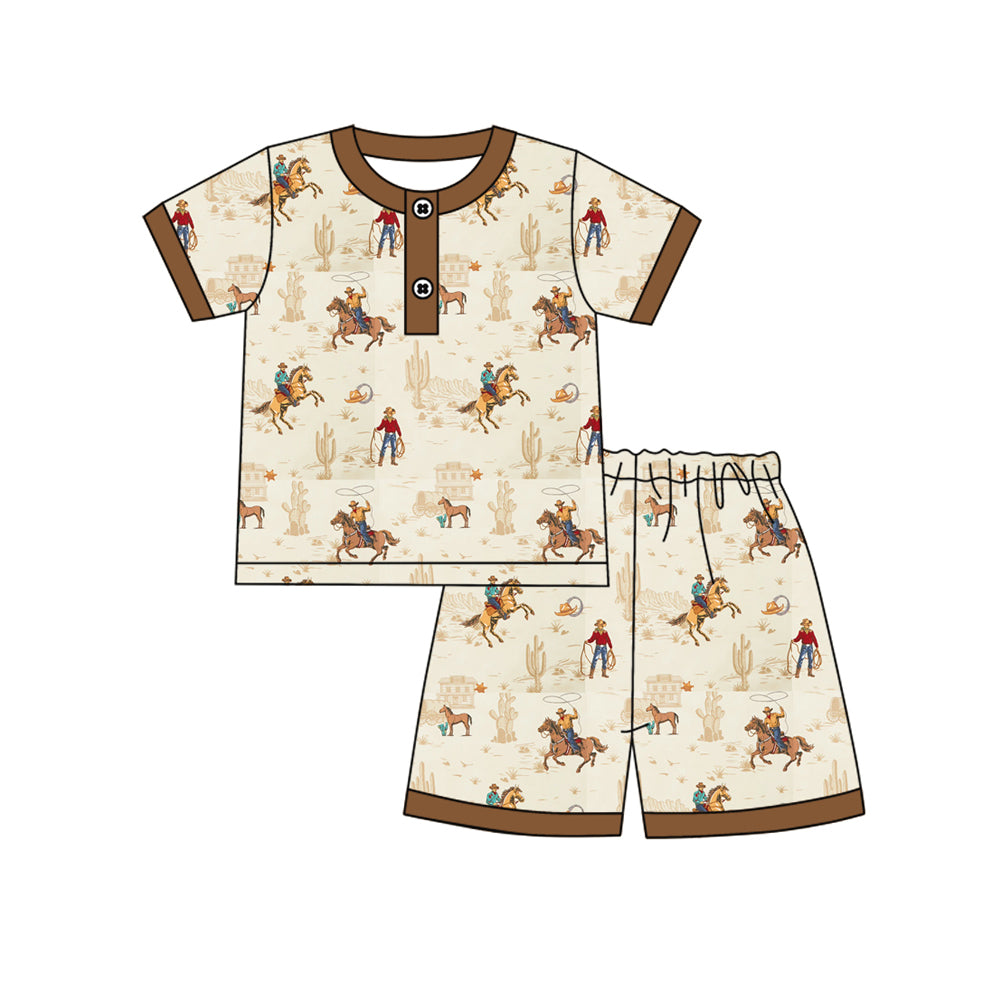 Western cowboy top matching shorts boys summer outfit preorder