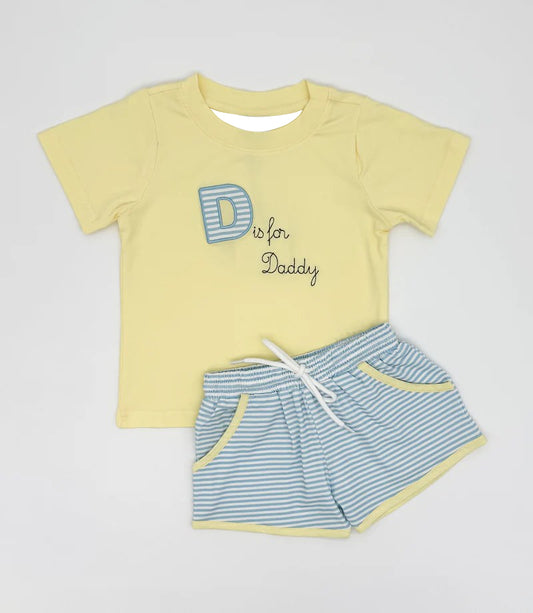 D is for Daddy top matching shorts boys summer outfit preorder