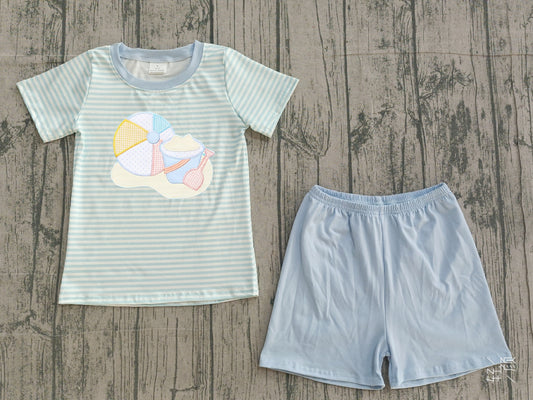 Embroidery Beach ball top matching shorts boy summer outfit preorder