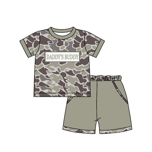 Daddys buddy dark grey camo top matching shorts boy summer outfit preorder