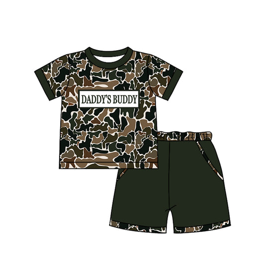 Daddys buddy dark grey camo top matching shorts boy summer outfit preorder