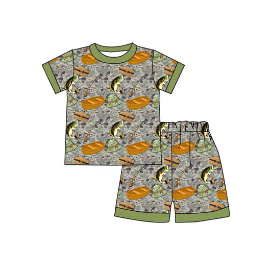 Fishing top matching shorts boy summer outfit preorder