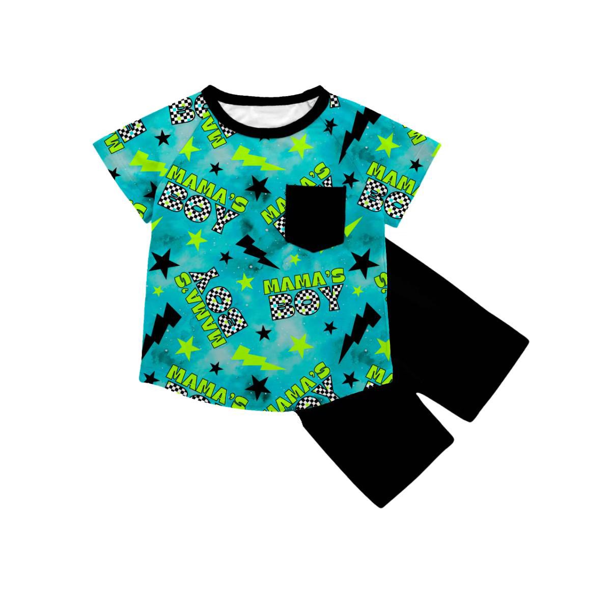 Mamas boy top matching shorts boy summer outfit preorder