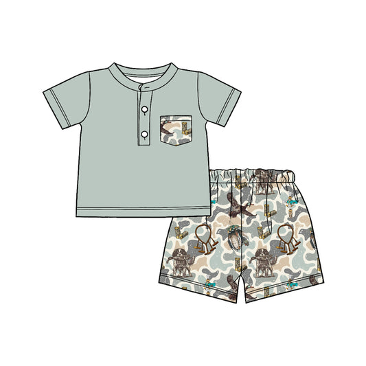 Dog duck top matching shorts boy summer outfit preorder