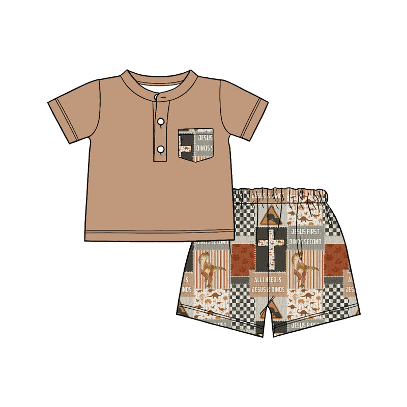 Jesus dinos top matching shorts boy summer outfit preorder