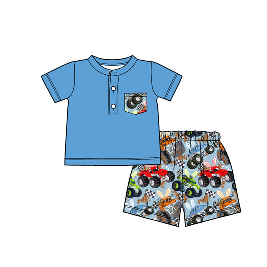 Easter truck pocket top matching shorts boy summer outfit preorder