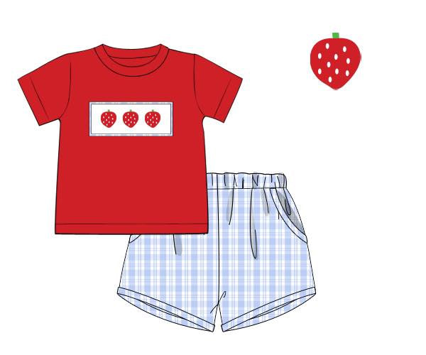 Toddle baby boy strawberry summer outfit preorder