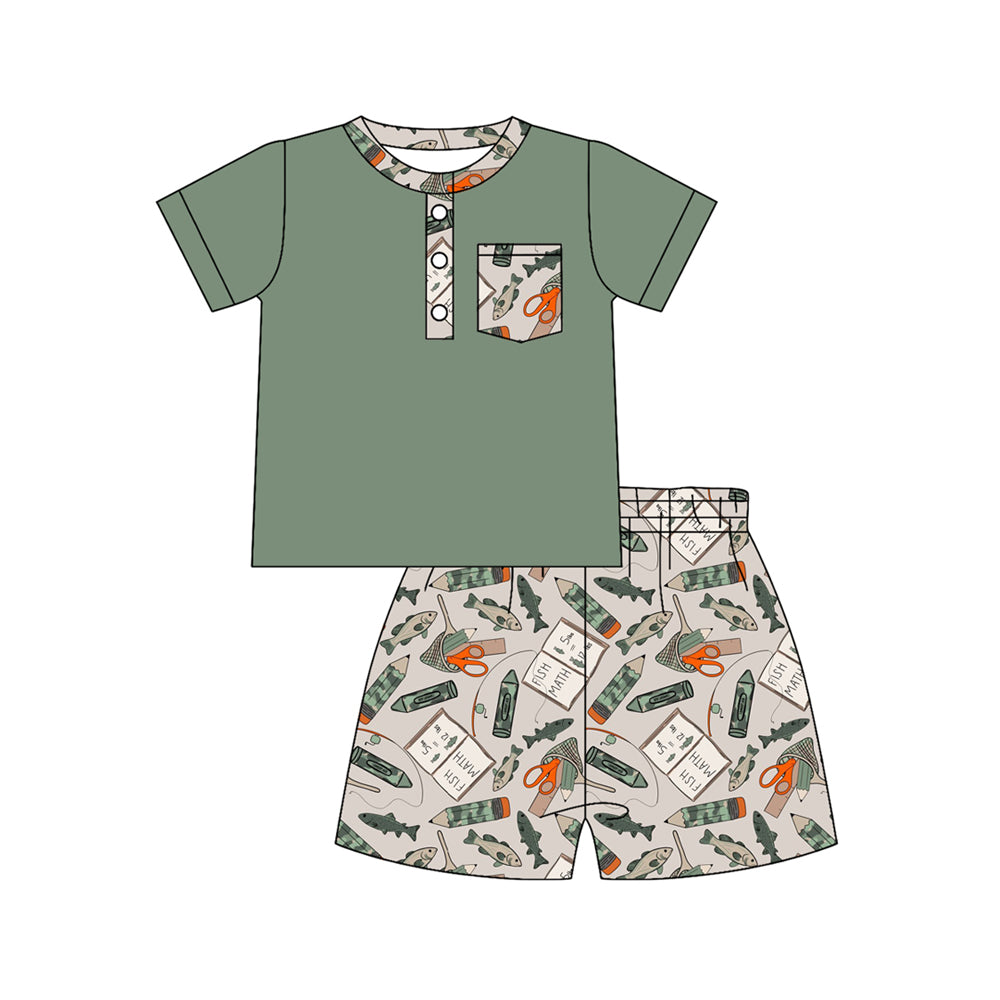 Fishing design boy summer outfit preorder