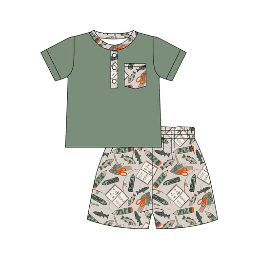 Fishing design boy summer outfit preorder