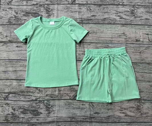 Solid color cotton top matching shorts boy summer outfit preorder