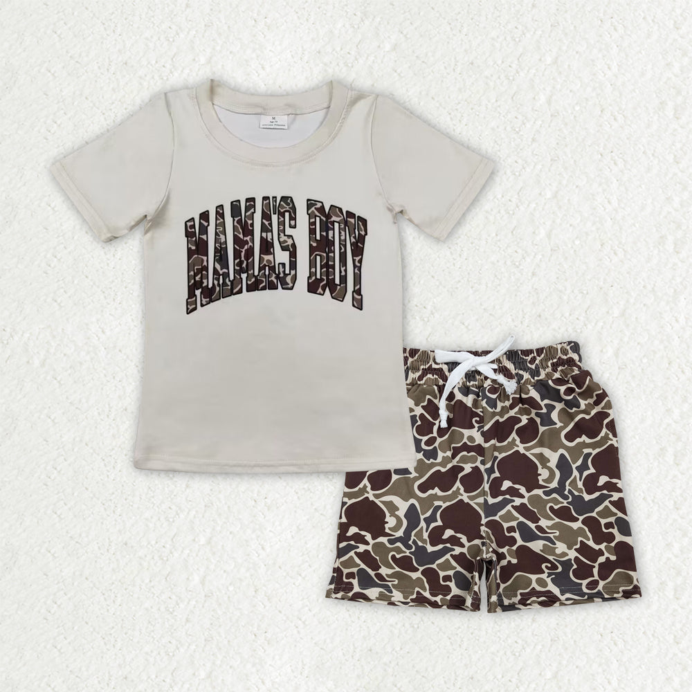 Mamas boy short sleeve top matching shorts boy summer outfit