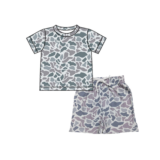 Grey camo baby boy summer outfit preorder