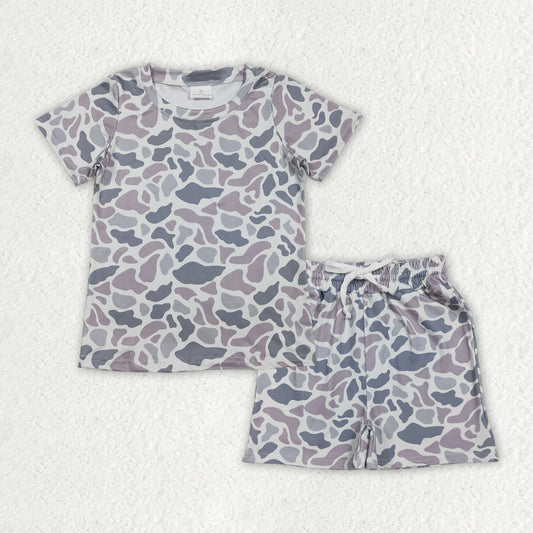 Grey Camo baby boy summer outfit
