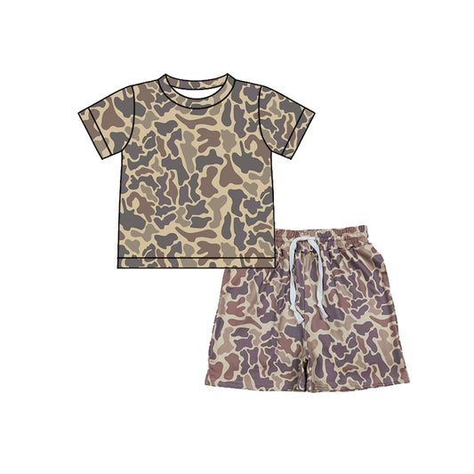Dark grey camo baby boy summer outfit preorder