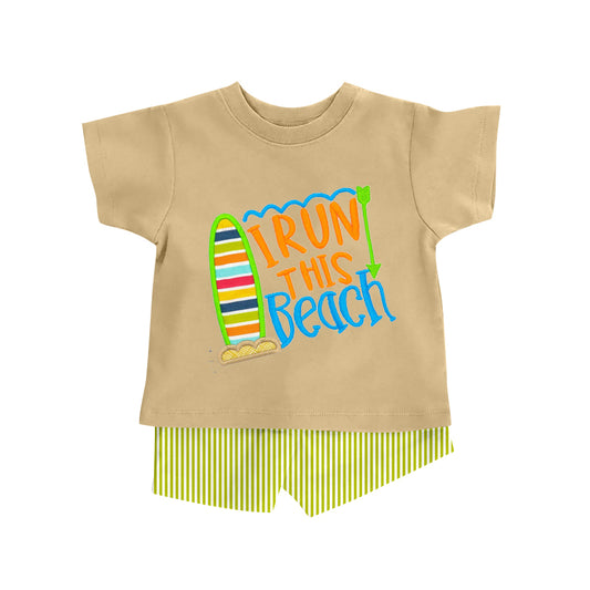 Iron this beach design baby boy summer outfit preorder