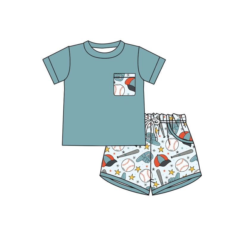 Baseball top matching shorts boy summer outfit preorder
