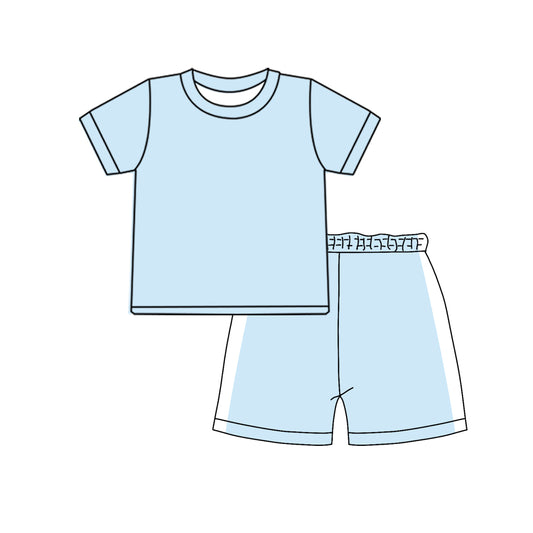 Blue top matching shorts boy summer outfit preorder