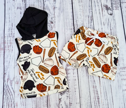 Baseball top matching shorts boy summer outfit preorder