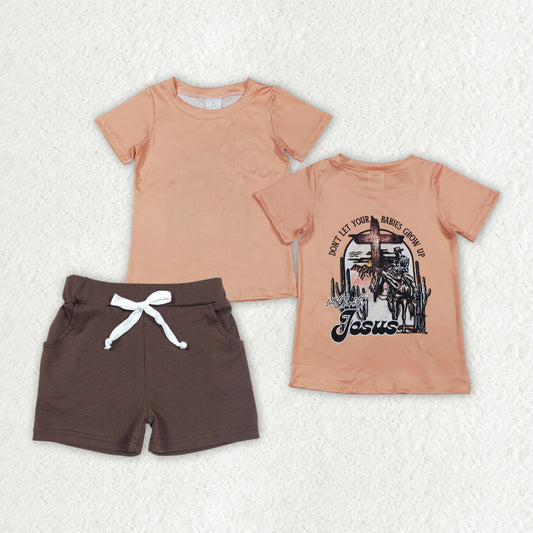 Western design top matching shorts baby boy outfit