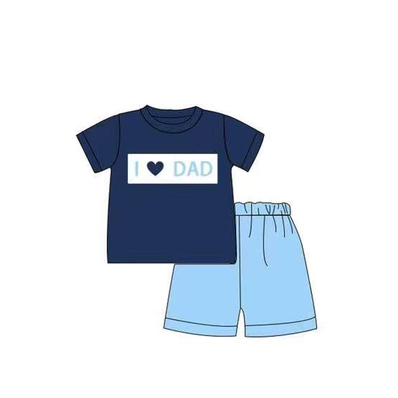 I love dad navy top matching blue shorts boy summer outfit preorder