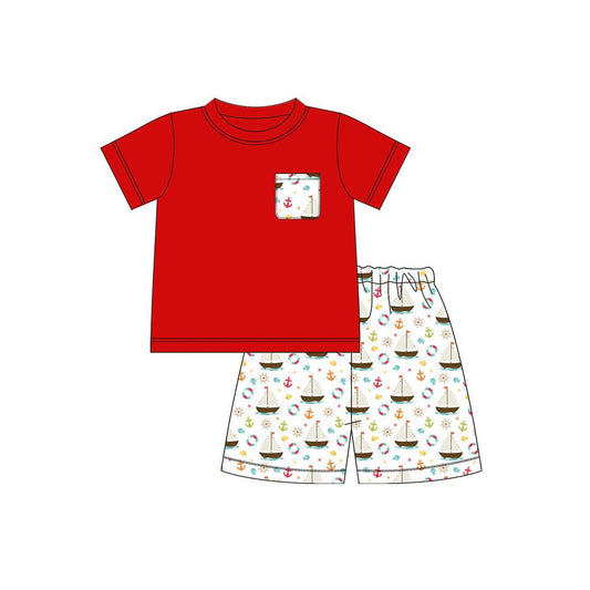 Anchol pocket top matching shorts boy summer outfit preorder