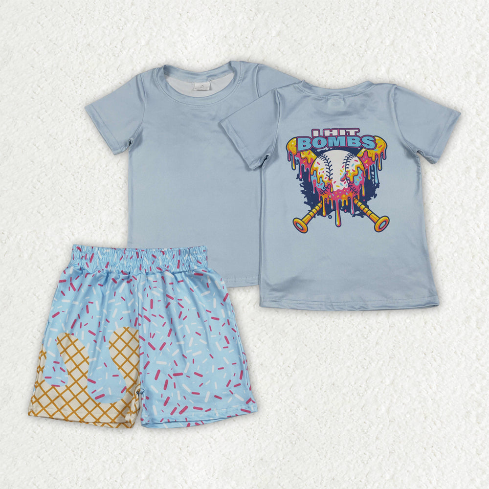 Baseball top matching shorts boy summer outfit