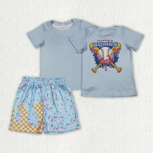 Baseball top matching shorts boy summer outfit