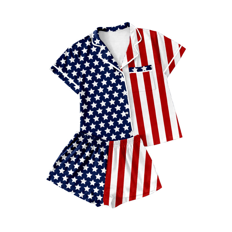 Blue star July 4th top matching shorts boy summer outfit preorder